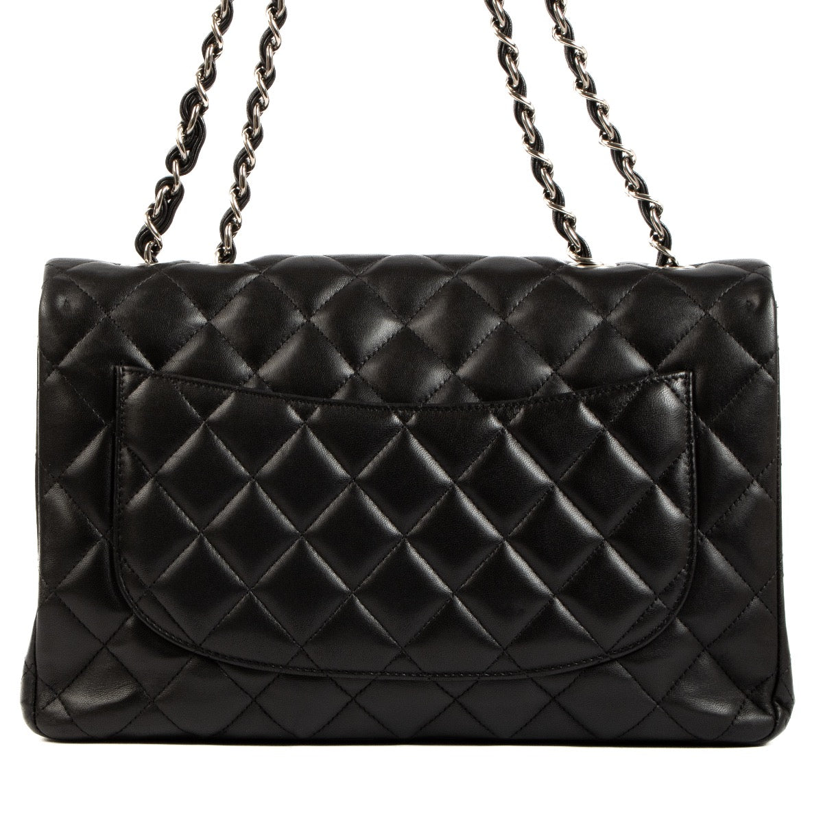 Shop safe online at Labellov in Antwerp, Brussel and Knokke this 100% authentic second hand Chanel Black Lambskin Large Classic Single Flap Bag