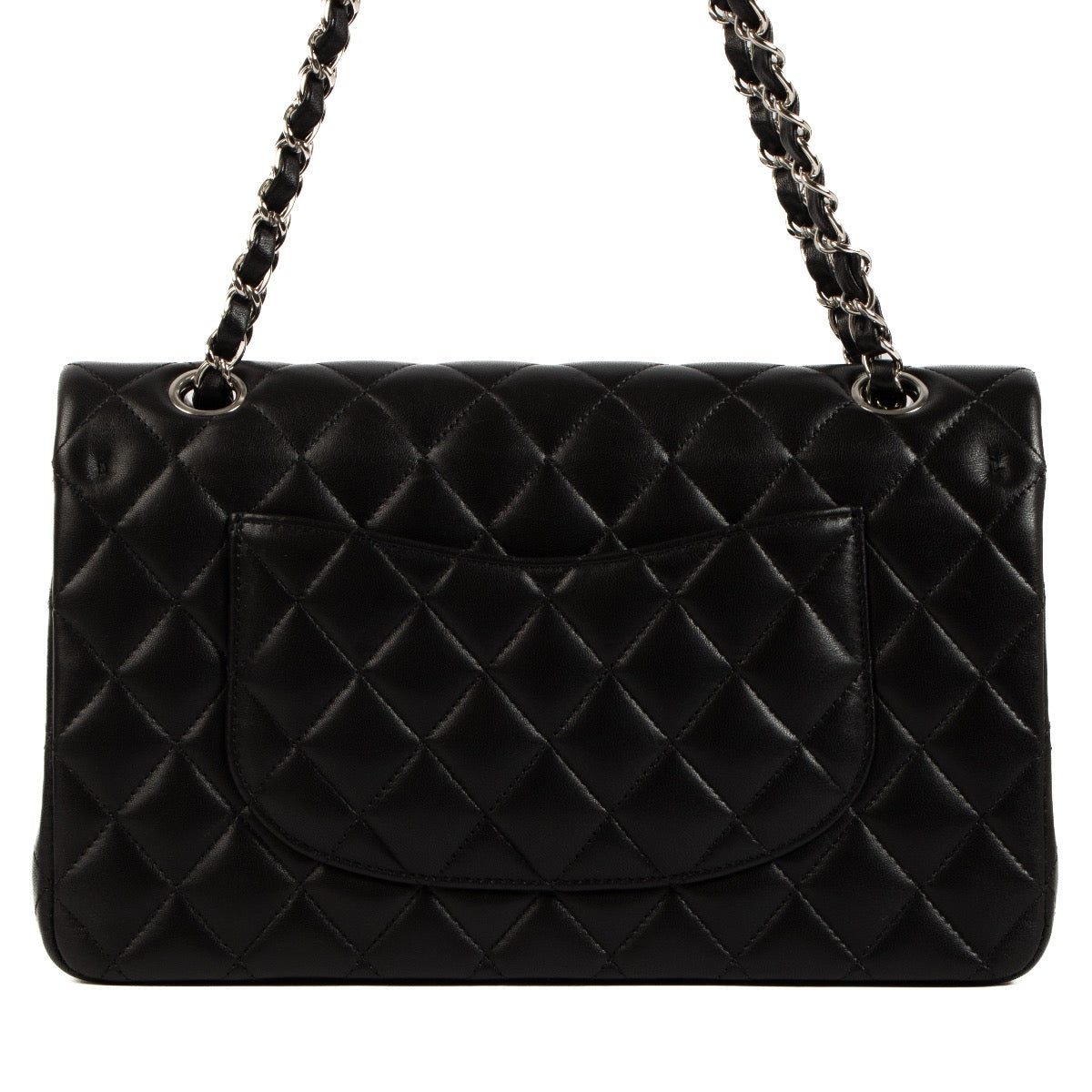 Shop safe online at Labellov in Antwerp, Brussels and Knokke this 100% authentic second hand Chanel Black Lambskin Medium Classic Flap Bag