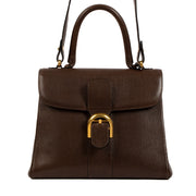 Shop safe online at Labellov in Antwerp, Brussels and Knokke this 100% authentic second hand Delvaux Brown Brillant MM + Strap
