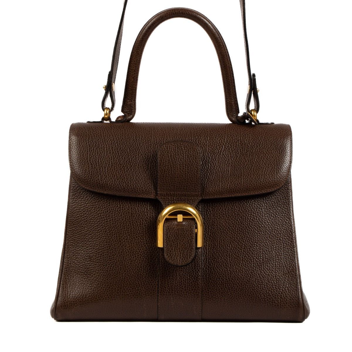 Shop safe online at Labellov in Antwerp, Brussels and Knokke this 100% authentic second hand Delvaux Brown Brillant MM + Strap