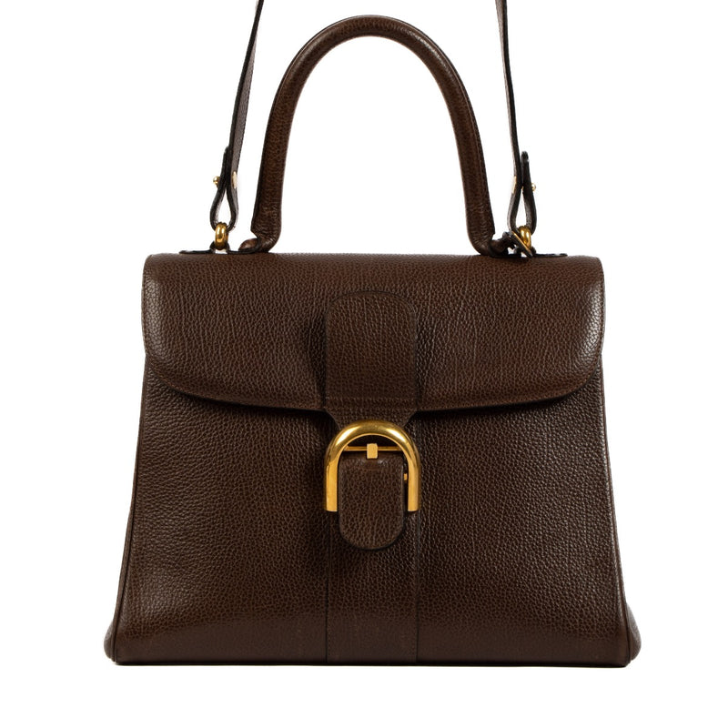 Shop safe online at Labellov in Antwerp, Brussels and Knokke this 100% authentic second hand Delvaux Brown Brillant MM + Strap