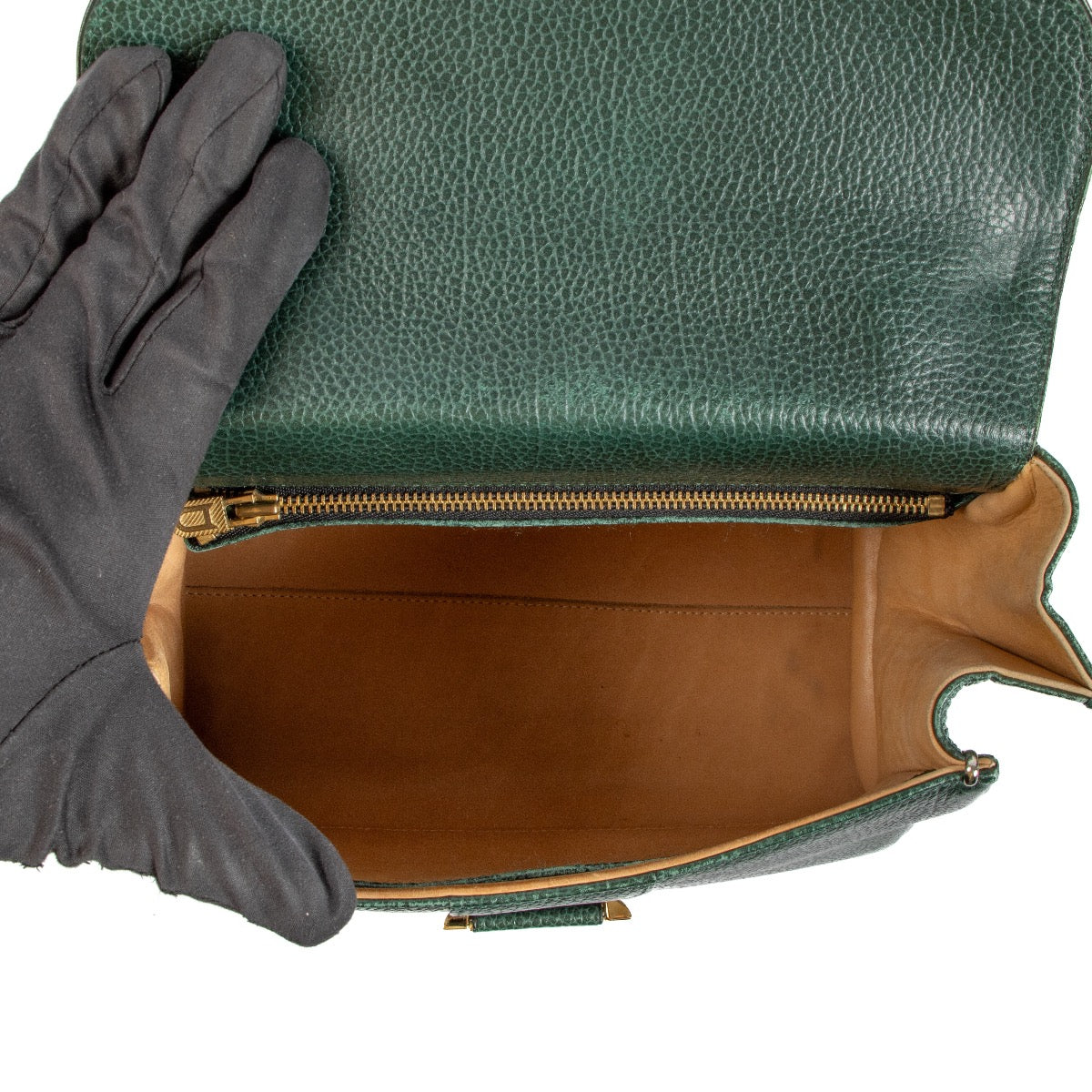 Shop safe online at Labellov in Antwerp, Brussels and Knokke this 100% authentic second hand Delvaux Green Brillant PM Top Handle