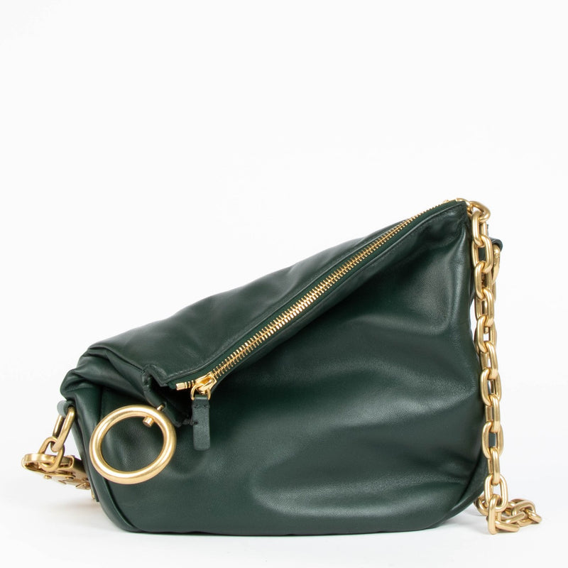 Authentic pre-loved Burberry Green Leather Knight Shoulder Bag on Labellov.com