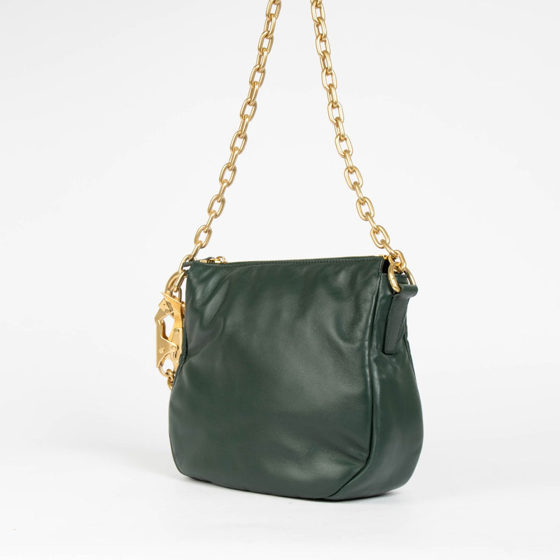 Authentic pre-loved Burberry Green Leather Knight Shoulder Bag on Labellov.com