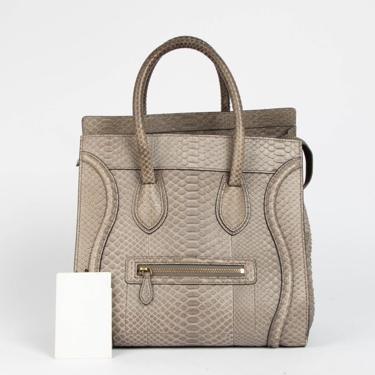 Authentic pre-loved Celine Grey Python Mini Luggage Bag on Labellov.com