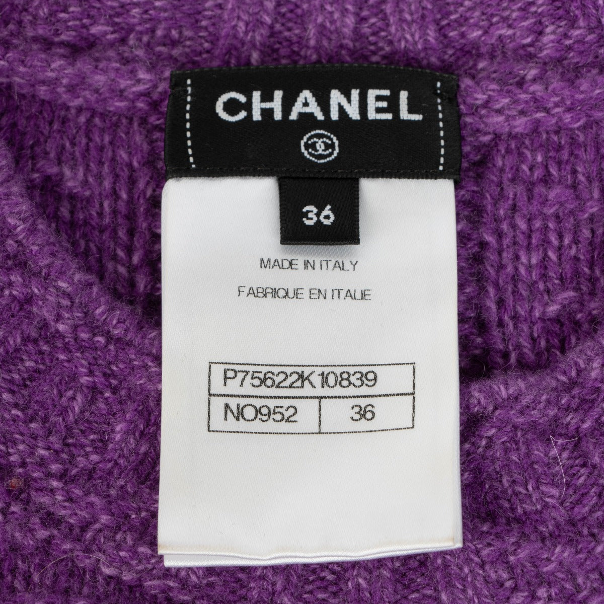 Authentic pre-loved Chanel 23B Purple Cashmere Knit Dress - Size 36 on Labellov.com