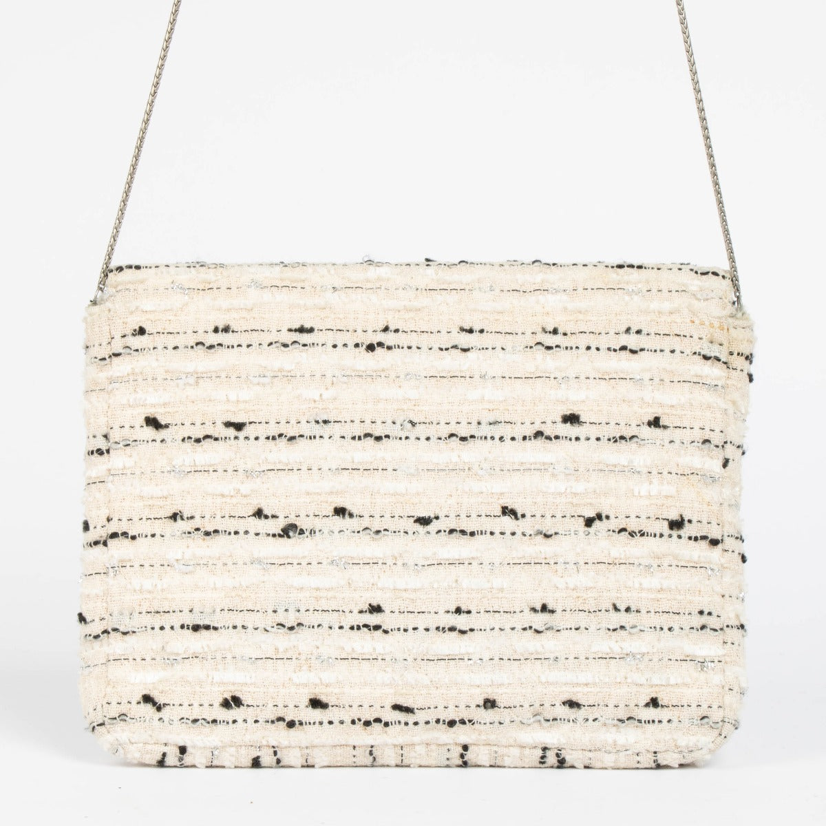 Authentic pre-loved Chanel White Tweed Envelope Crossbody Bag on Labellov.com