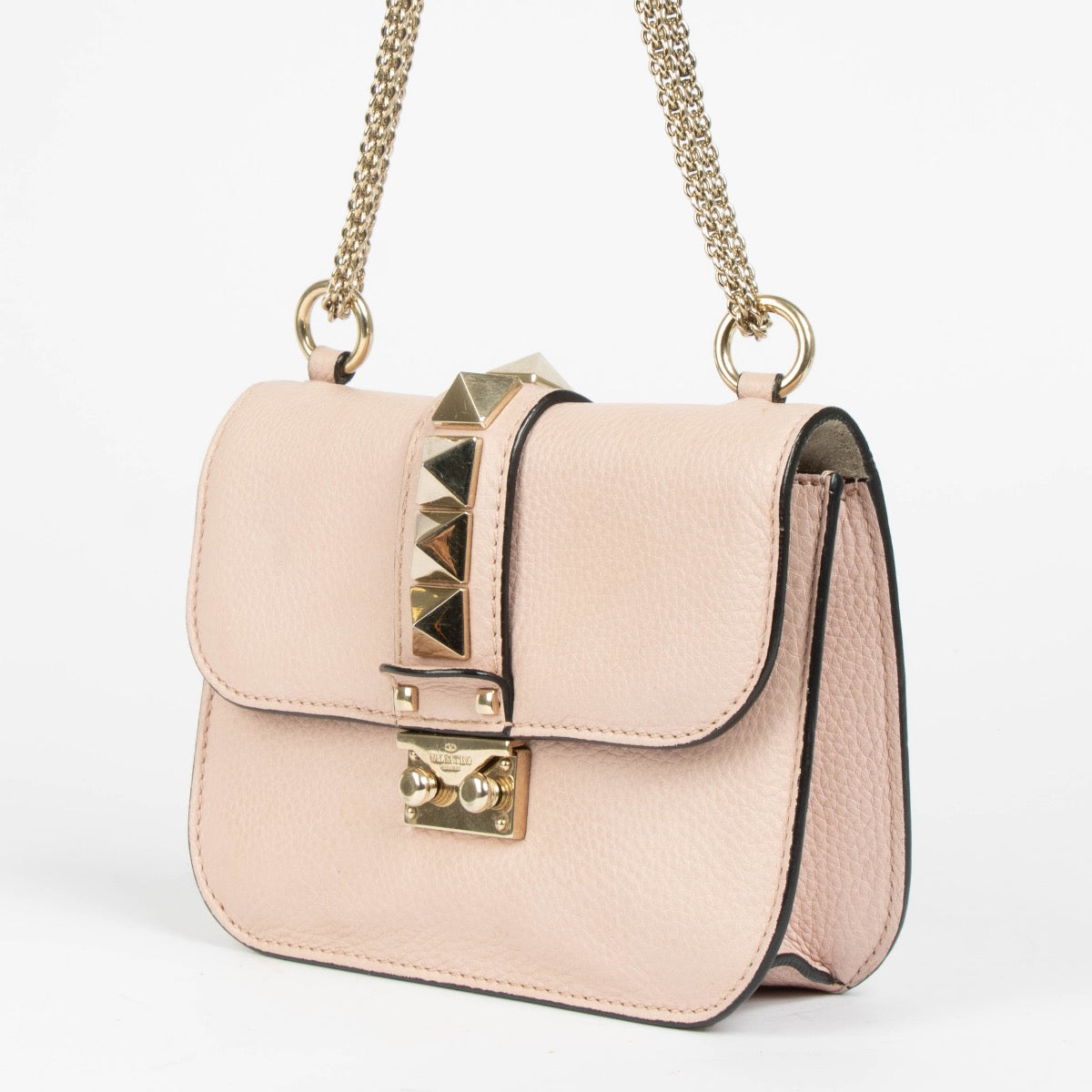 Shop this 100% authentic Valentino Garavani Pink Small Glam Lock Bag at Labellov.com