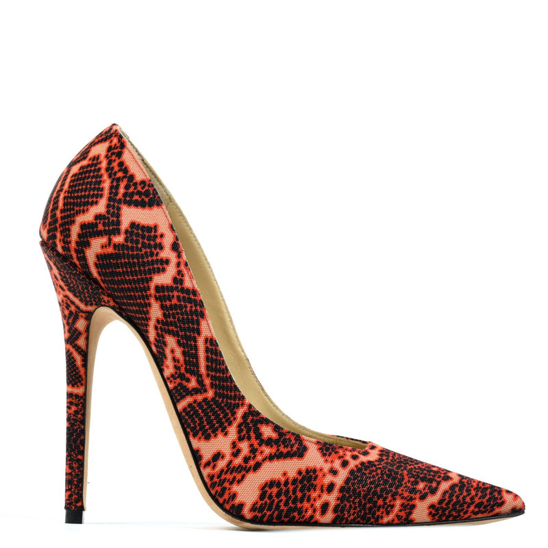 Jimmy Choo Anouk Mandarin Red Mix Heels