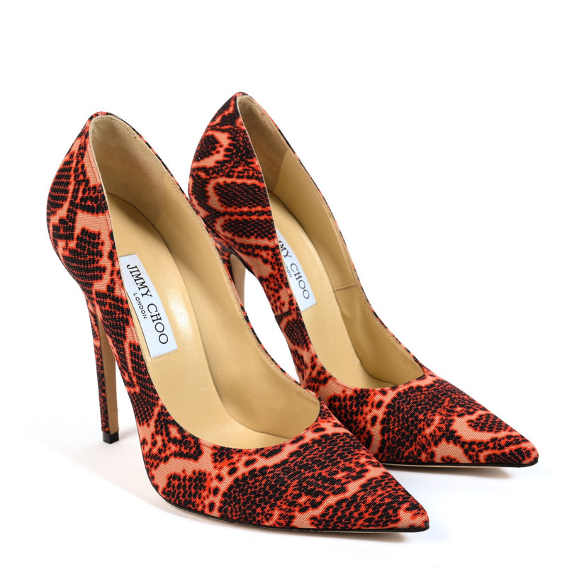 Jimmy Choo Anouk Mandarin Red Mix Heels