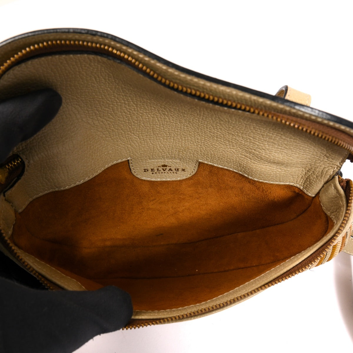 Sac bandoulière mini Delvaux en toile de cuir beige