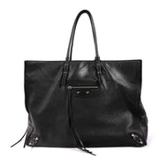 Balenciaga Black Leather Paper A4 Tote Bag