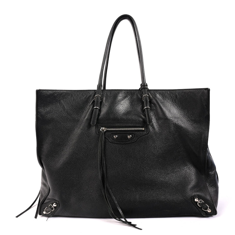 Balenciaga Black Leather Paper A4 Tote Bag