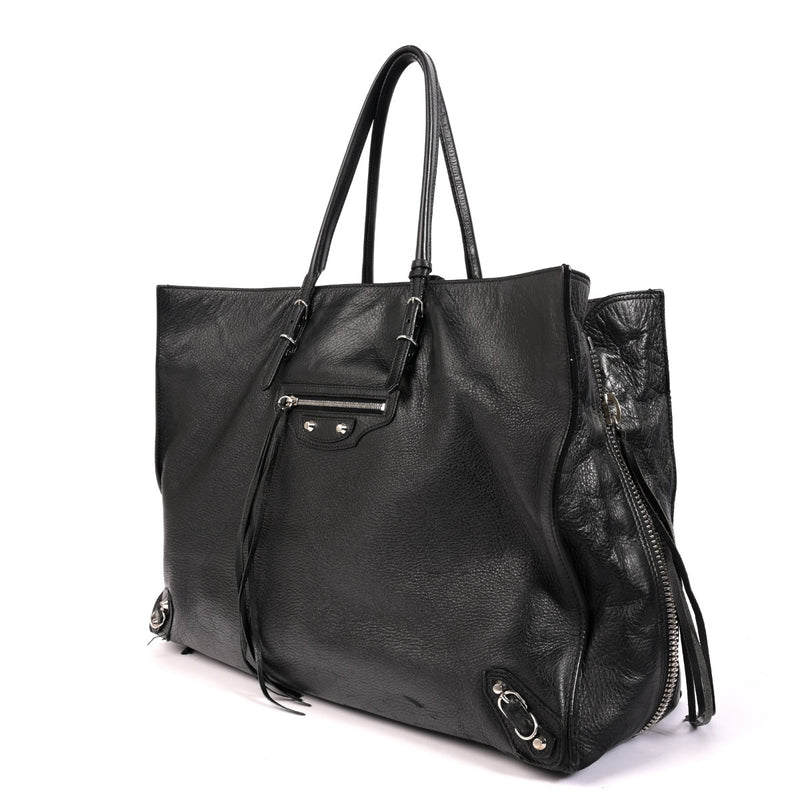 Shop an authentic second hand Balenciaga Black Leather Paper A4 Tote Bag on Labellov.com