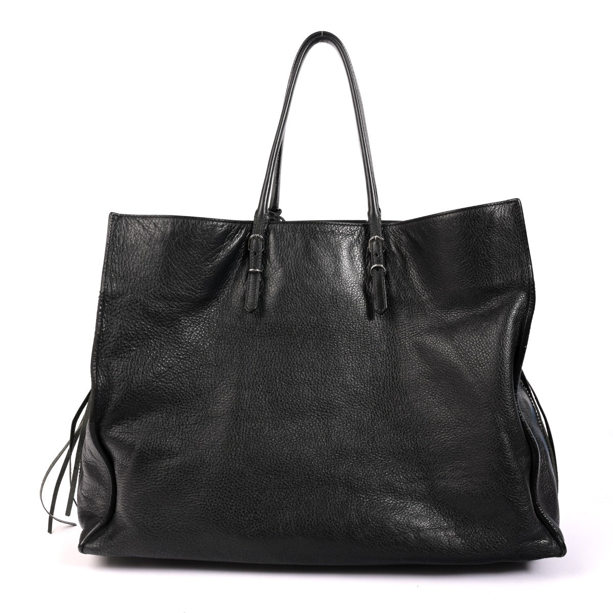Shop an authentic second hand Balenciaga Black Leather Paper A4 Tote Bag on Labellov.com