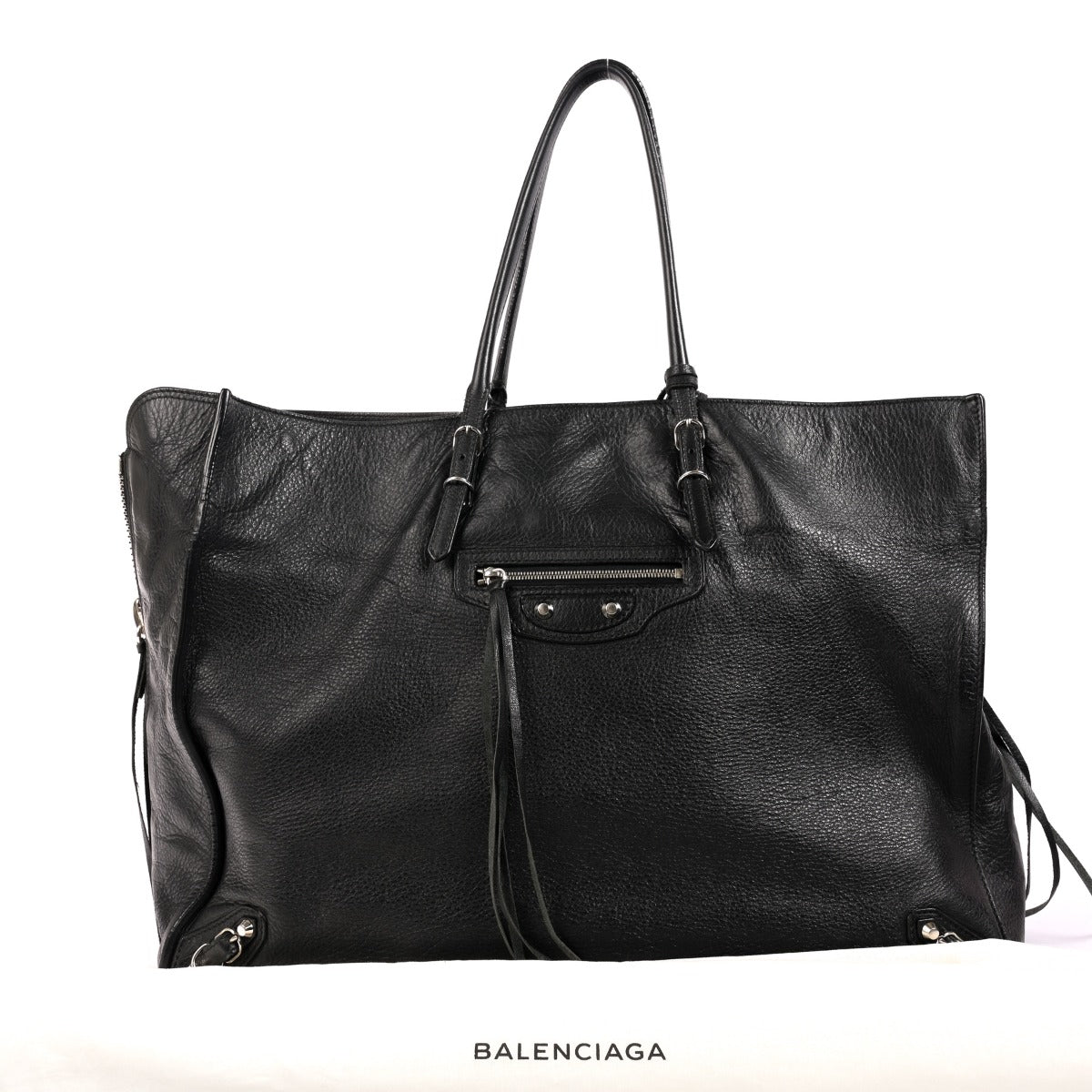 Balenciaga Black Leather Paper A4 Tote Bag