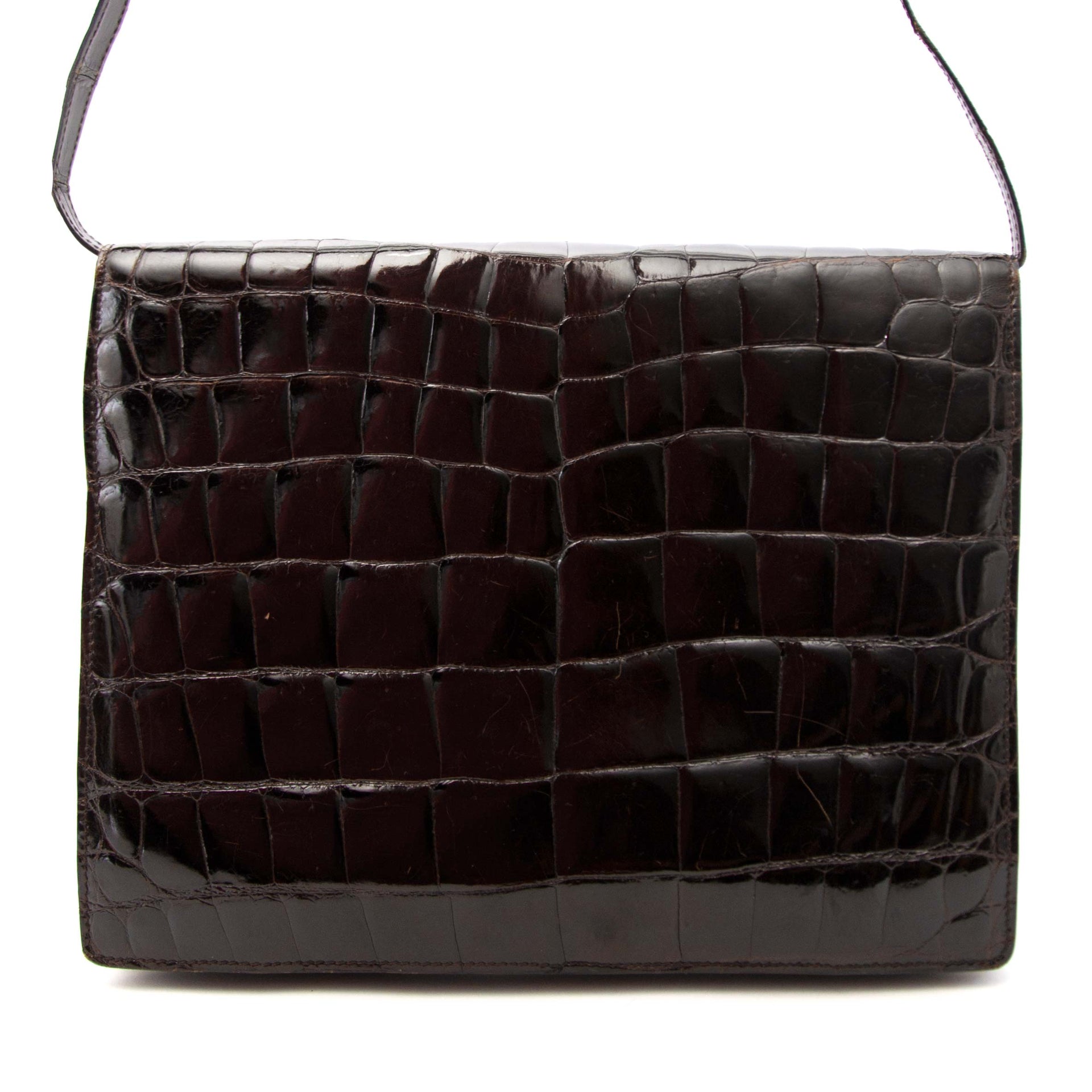koop online aan de beste prijs Vintage Loewe Brown Croco Clutch