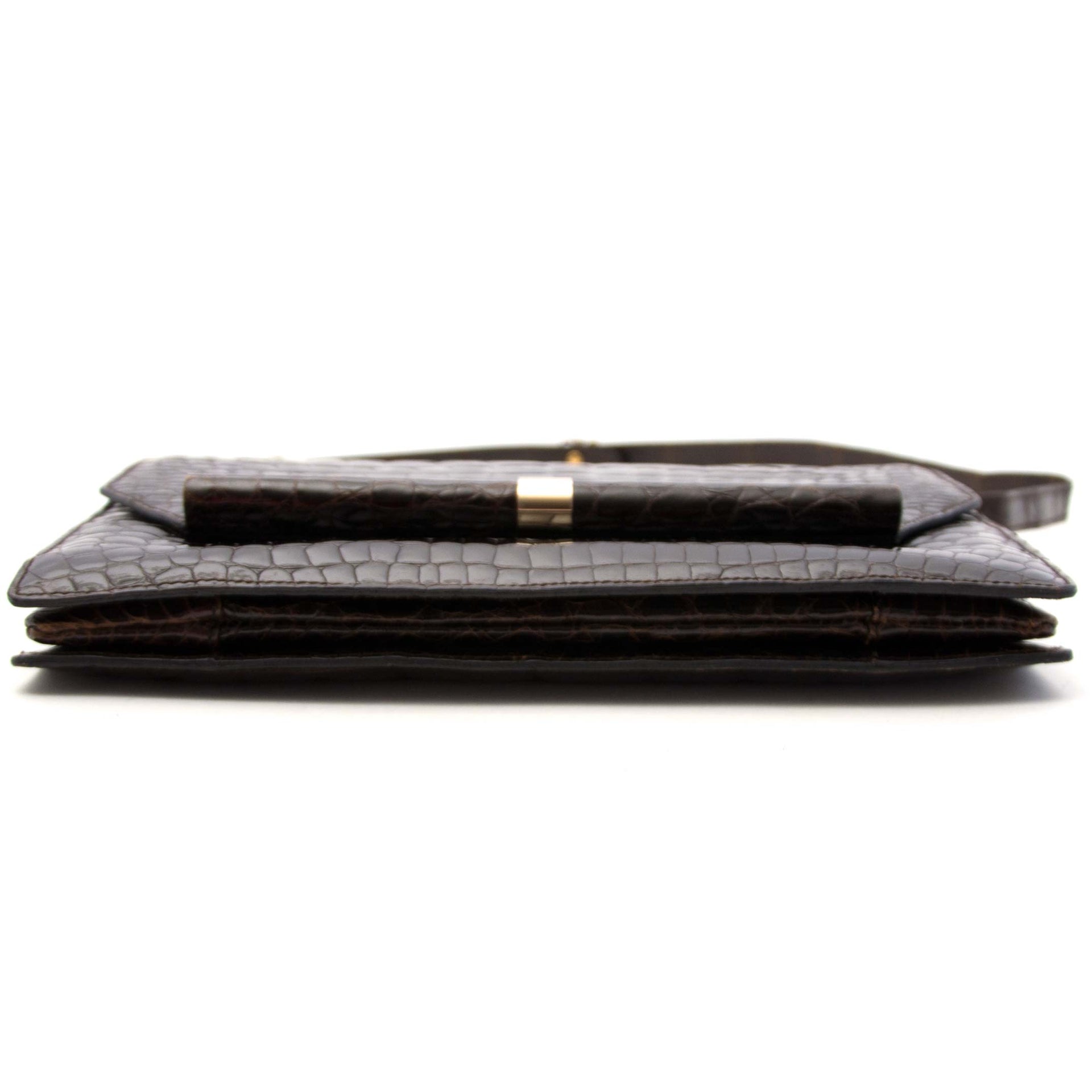 acheter en ligne pour le meilleur prix Vintage Loewe Brown Croco Clutch