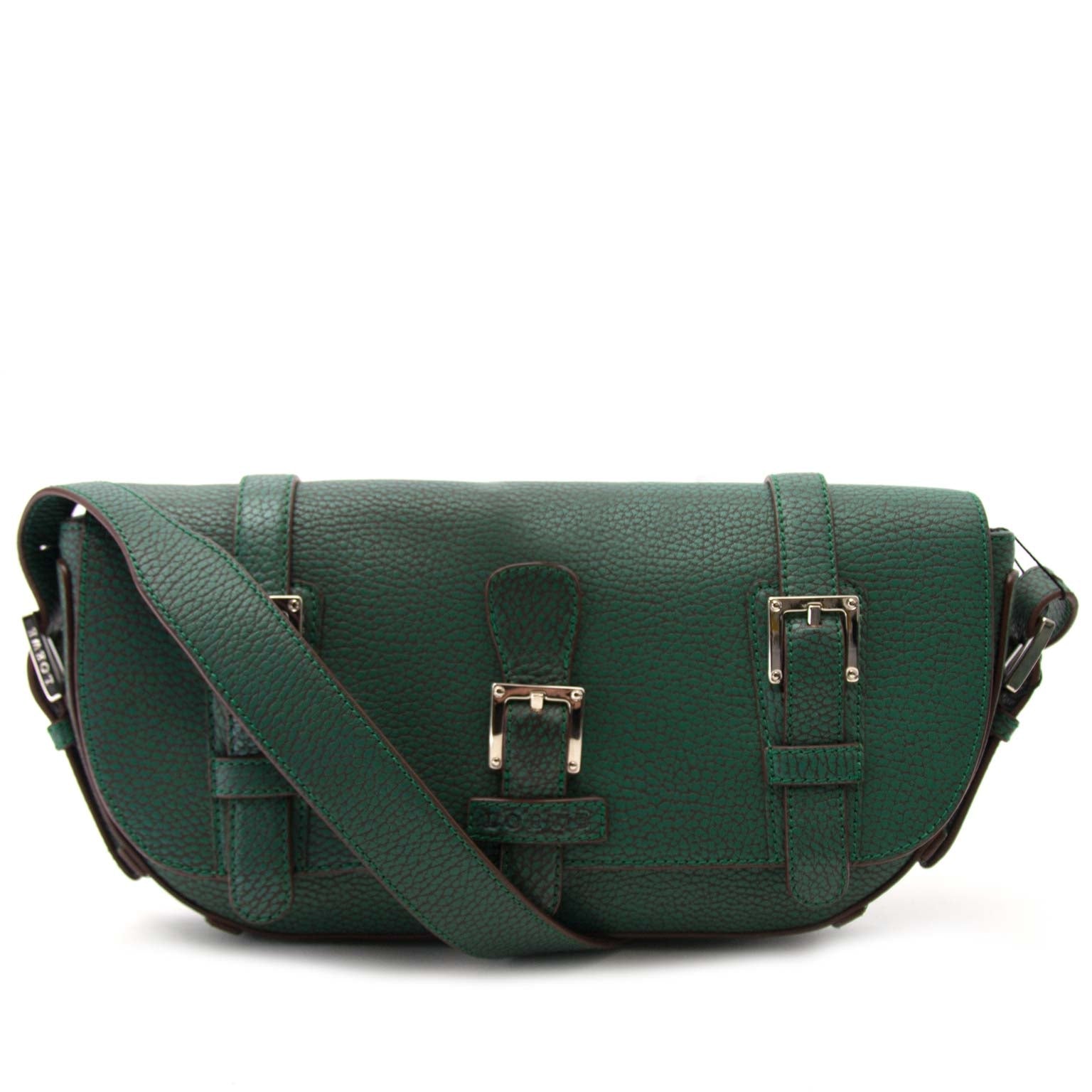 Loewe Donkergroene Leren Schoudertas