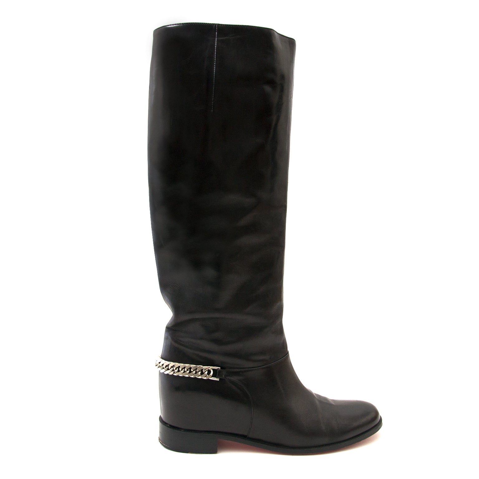 koop lack Cate Silver Chain Flat Calf Riding Boots - Size 40 bij labellov en betaal veilig online
