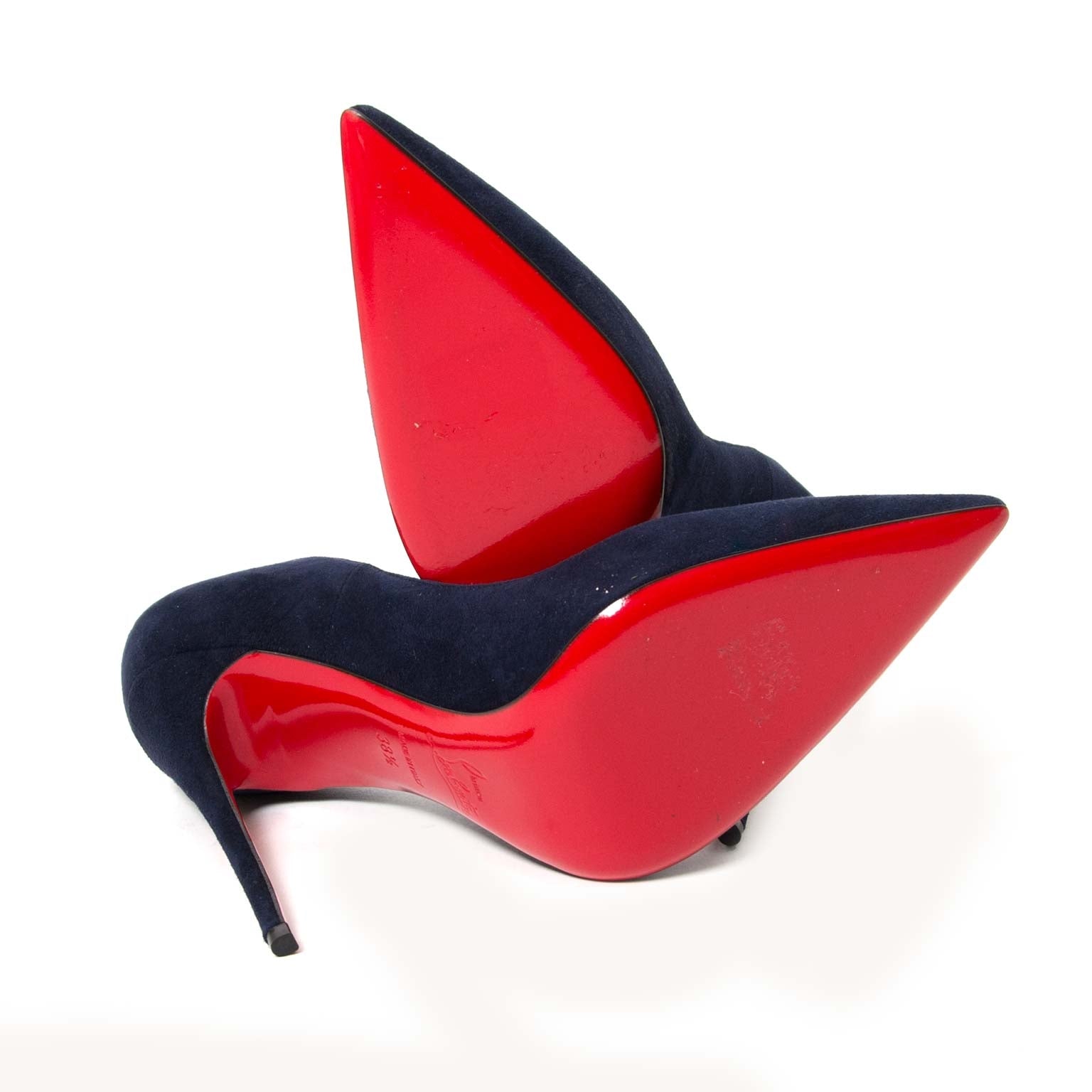 christian louboutin blue suede kate pumps now for sale at labellov vintage fashion webshop belgium