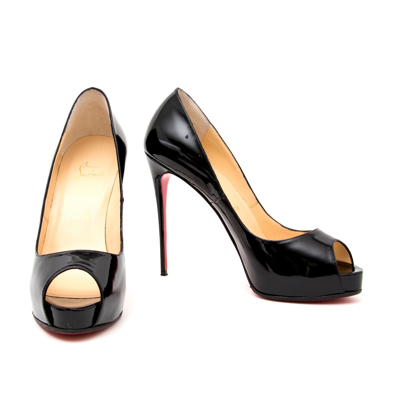 real real designer luxury shoes for the best price Louboutin New Very Prive Patent Black Platform Pumps