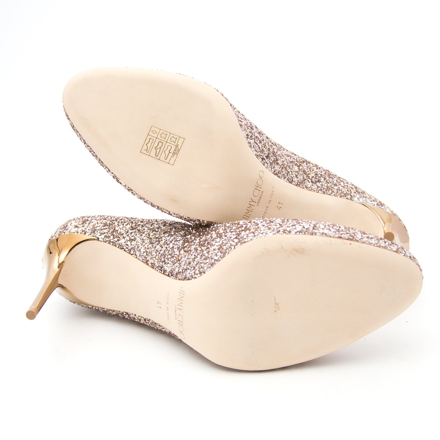 Jimmy Choo Esme Gold Glitter Pump - size 41