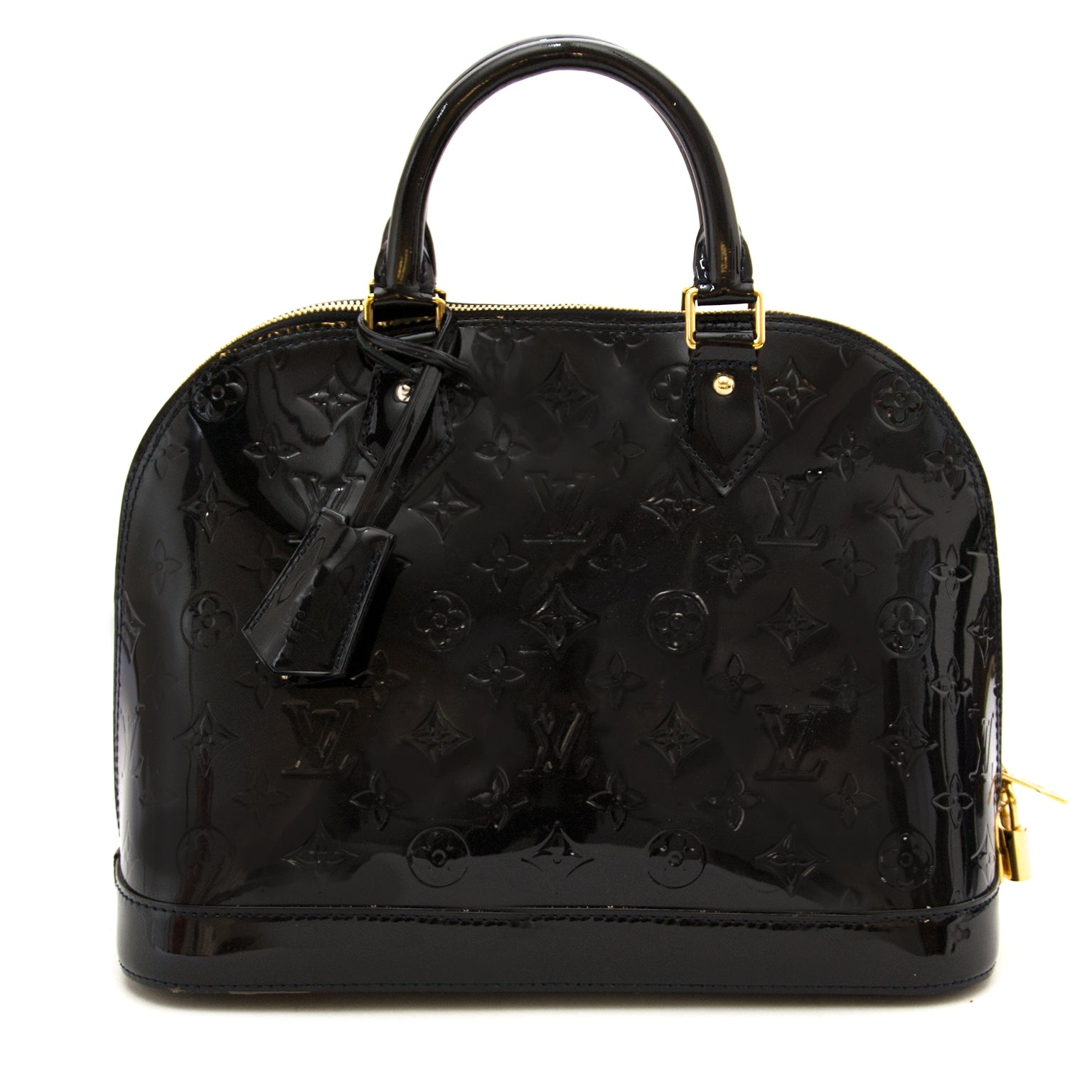 koop veilig onine tegen de beste prijs Louis Vuitton Black Alma Monogram Vernis PM