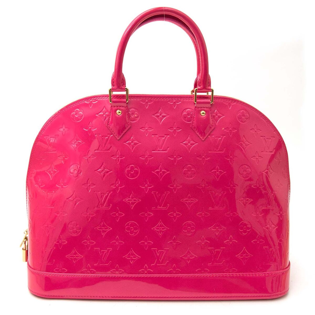 Acquista una vera e propria borsa Alma Louis Vuitton di seconda mano in un colore fucsia alla moda (Rose Indien) in vernice al prezzo giusto al negozio vintage LabelLOV. Acquisti online sicuri. moda fashion
