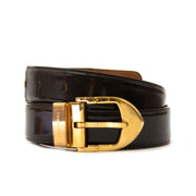 louis vuitton brown patent gold buckle belt now for sale at labellov vintage fashion webshop belgium