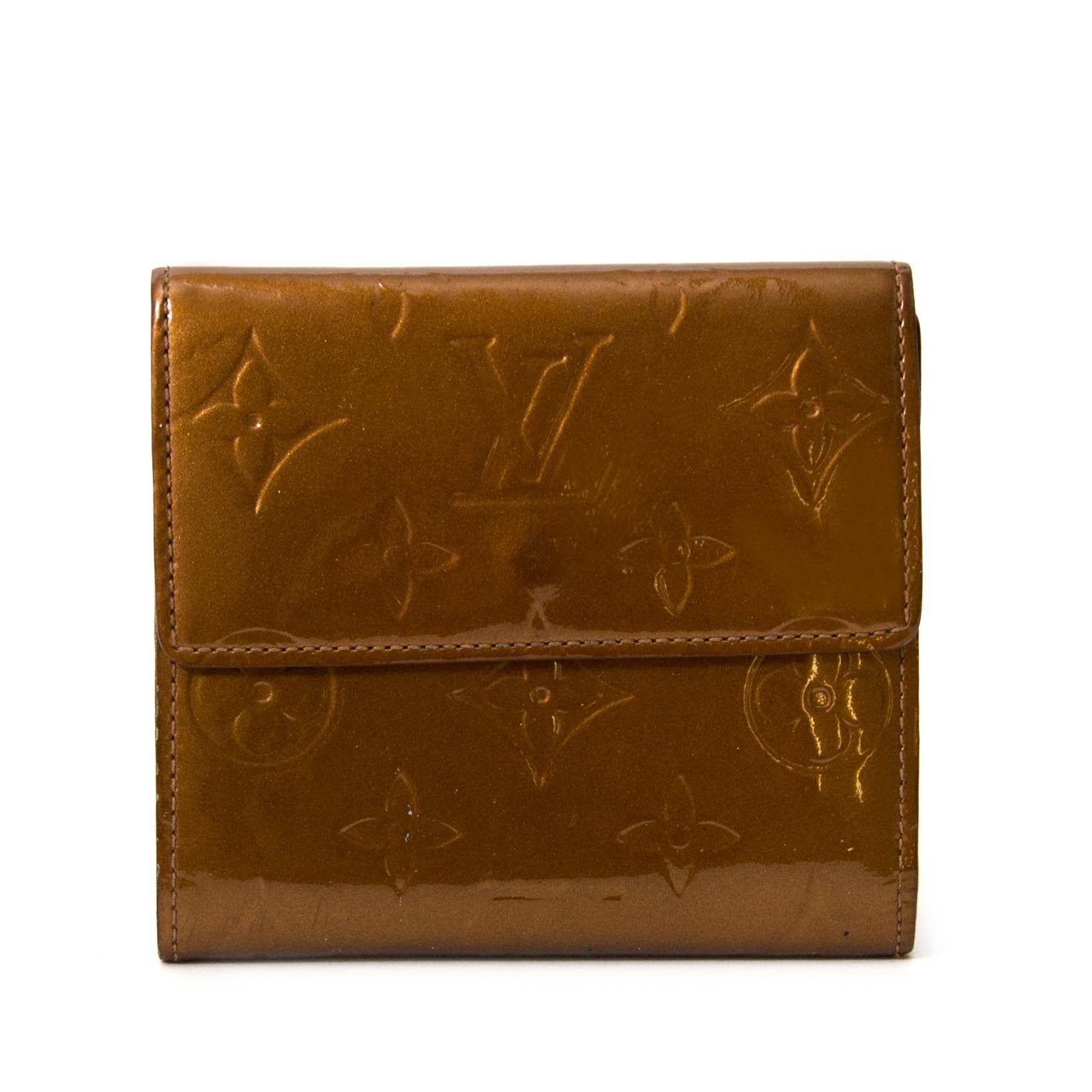 Koop en verkoop uw authentieke Louis Vuitton Bronze Vernis Leather Elise Wallet aan de beste prijs