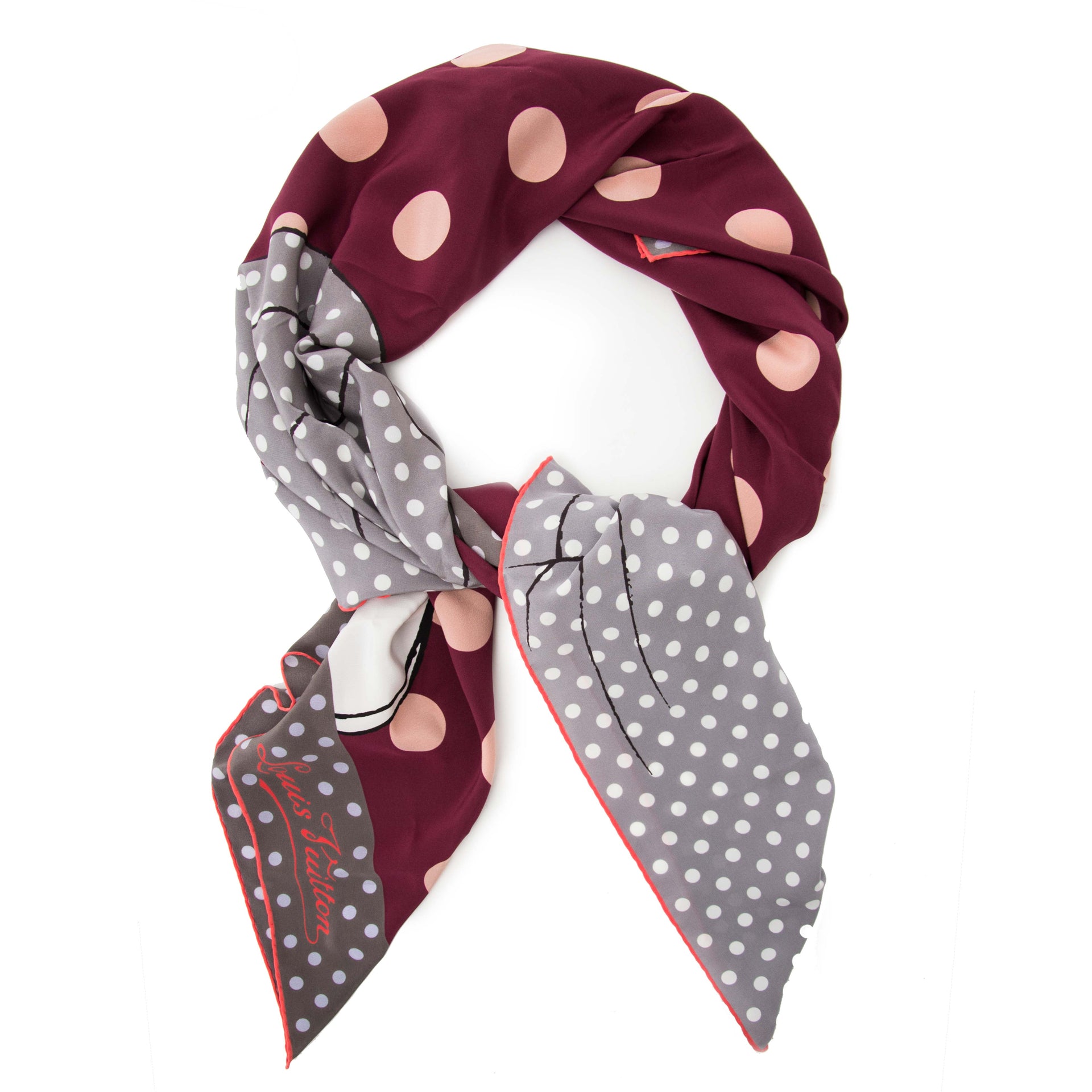Louis Vuitton Cerise Carre Balloon Dot Silk Scarf