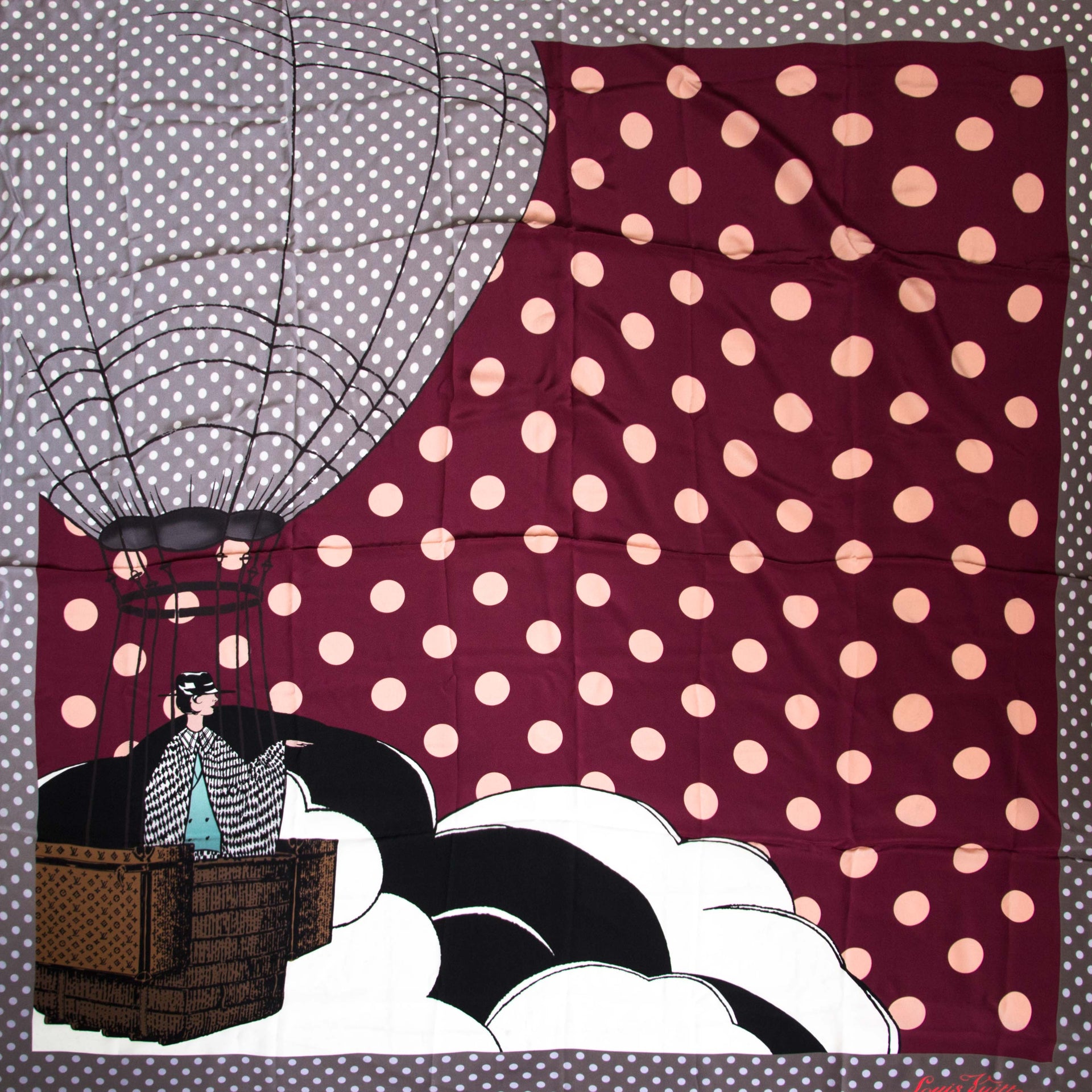 Louis Vuitton Cerise Carre Balloon Dot Silk Scarf