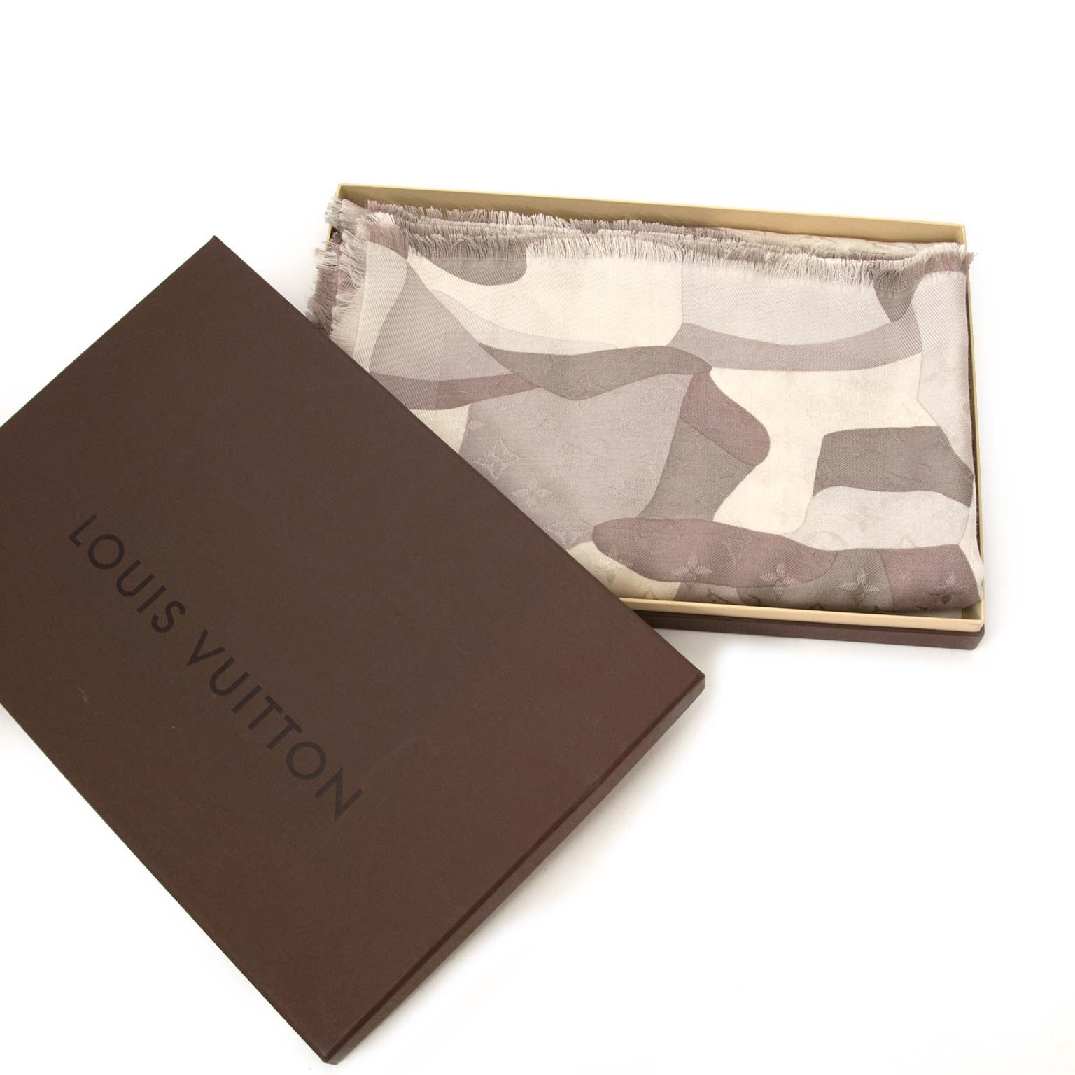 Louis Vuitton Silver Silk & Wool Scarf