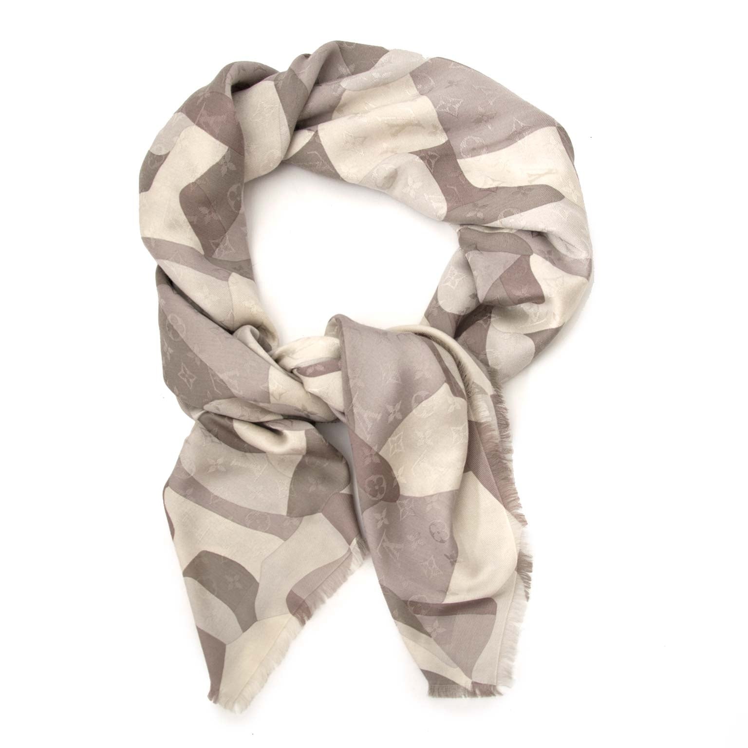 Louis Vuitton Silver Silk & Wool Scarf