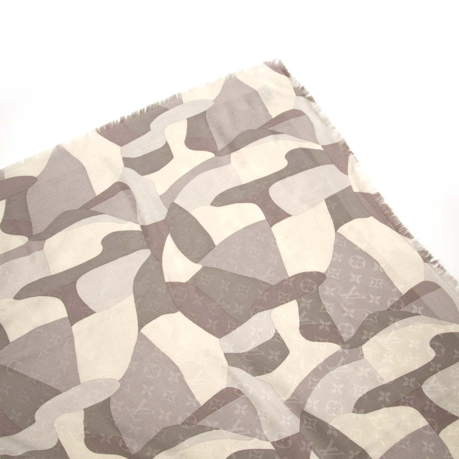 Louis Vuitton Silver Silk & Wool Scarf
