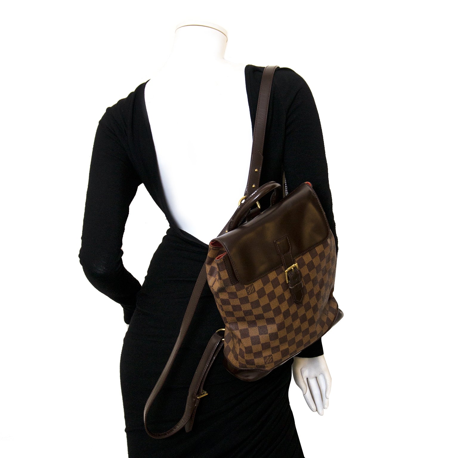 koop authentieke louis vuitton soho damier ebene rugzak bij labellov vintage mode webshop belgië
