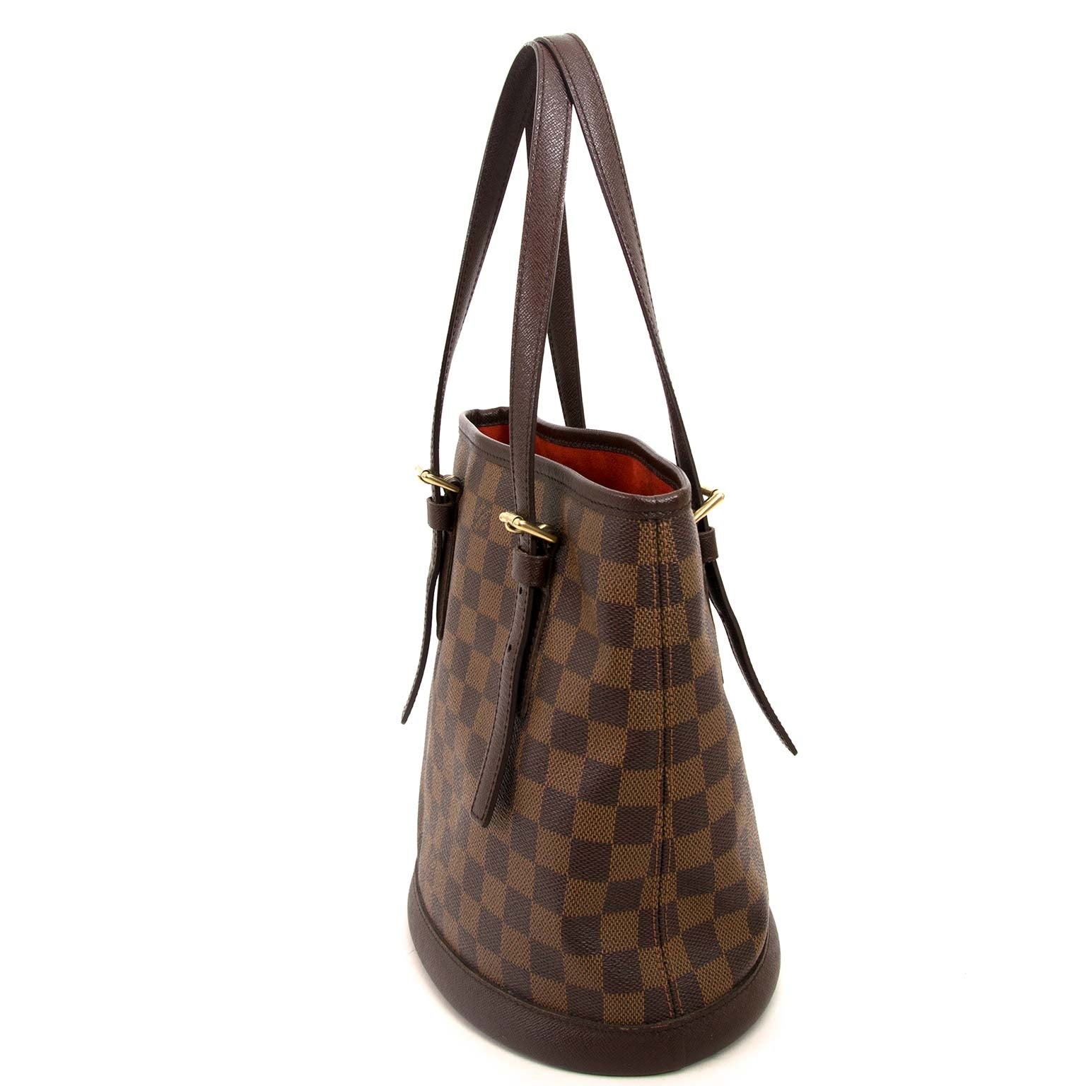 Bent u op zoek naar een authentieke Louis Vuitton Damier Ebene Marais Bucket Bag PM?