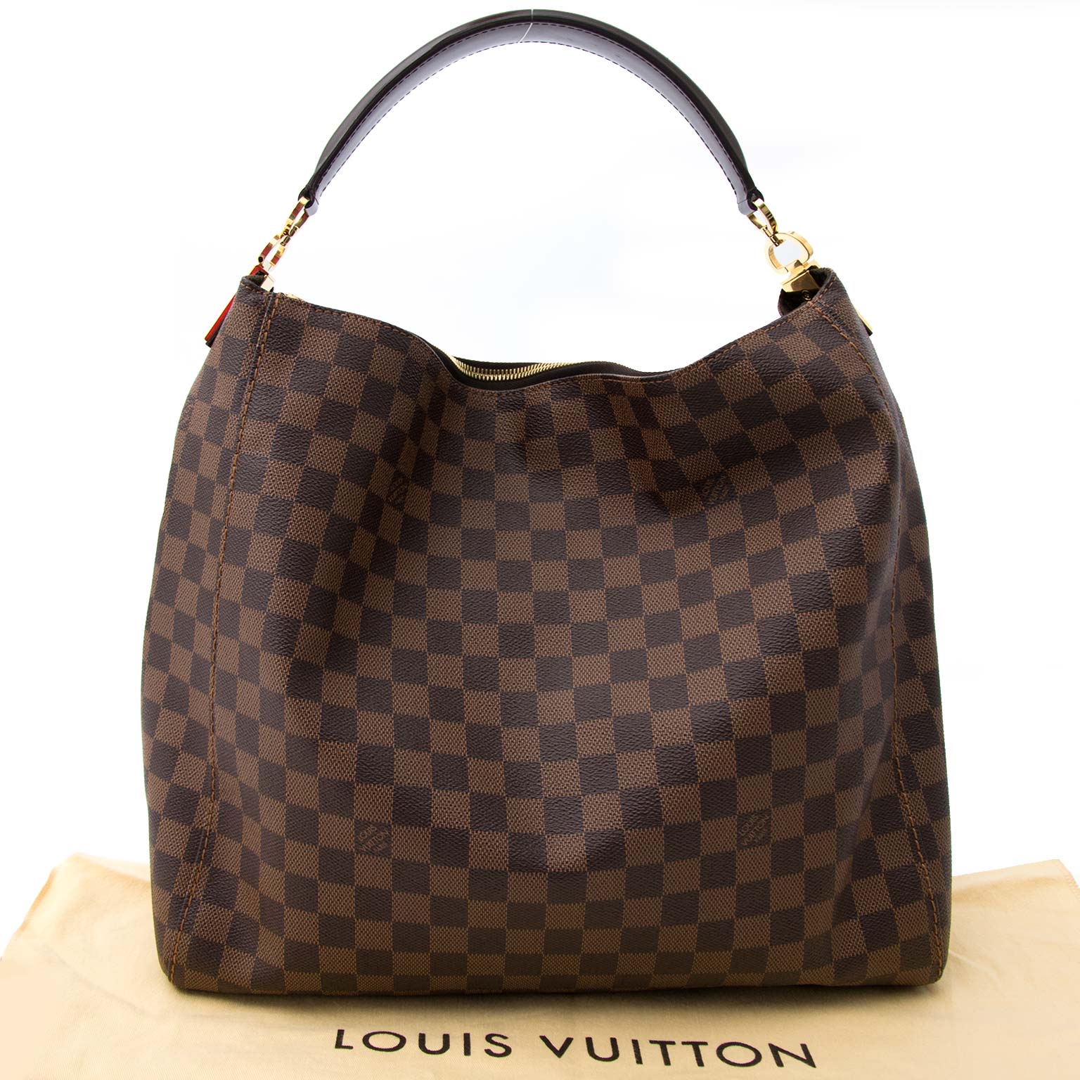 shop safe online your seocndhand Louis Vuitton Damier Ebene Portobello GM