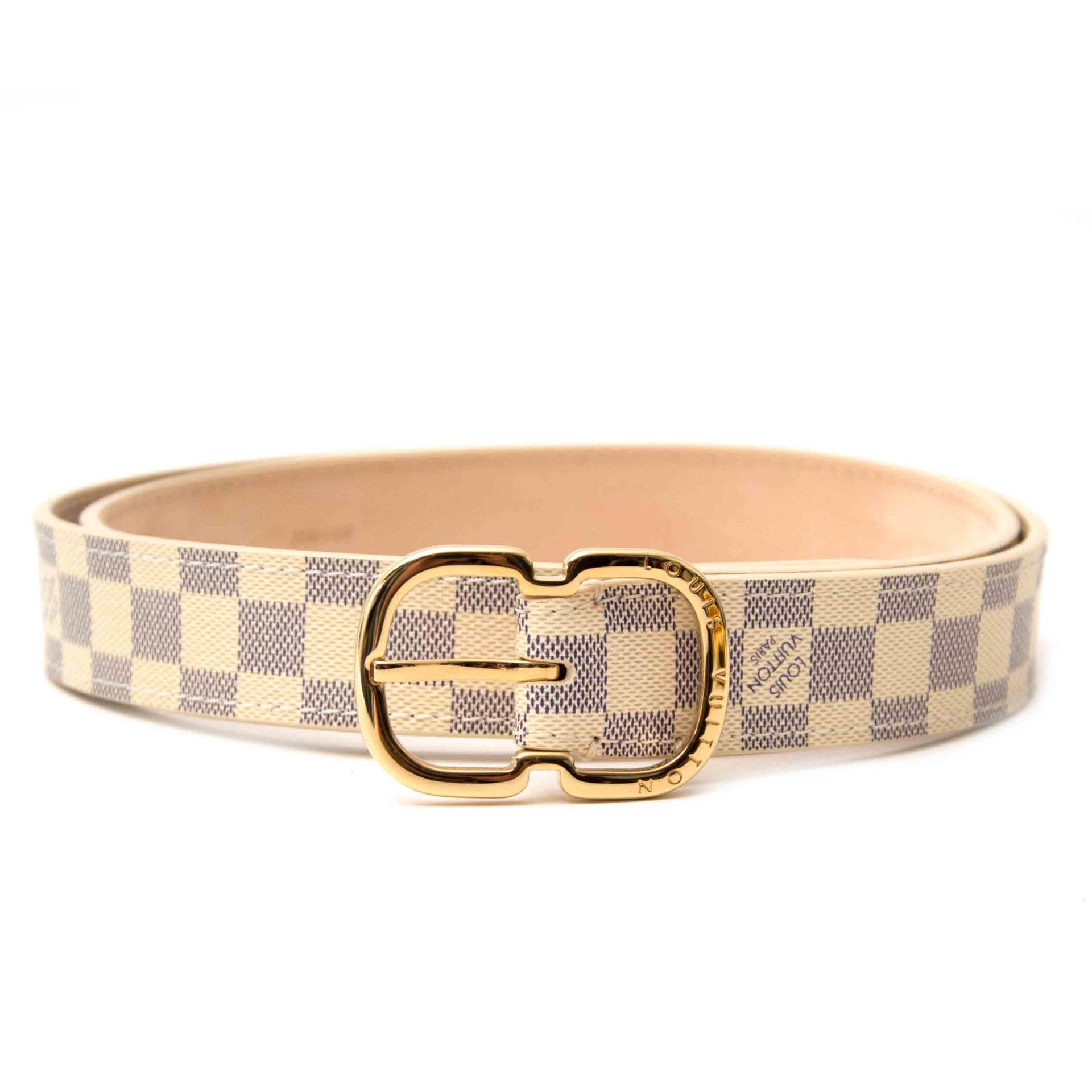 Louis Vuitton Mini Damier Belt Damier Azur Canvas Belt