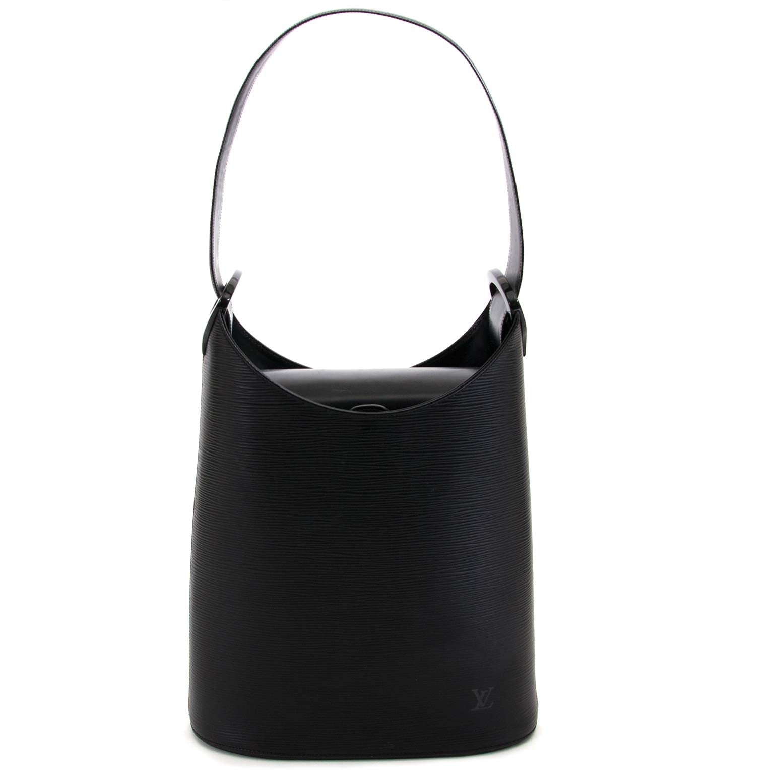 louis vuitton black epi leather verseau bucket bag now for sale at labellov vintage fashion webshop belgium