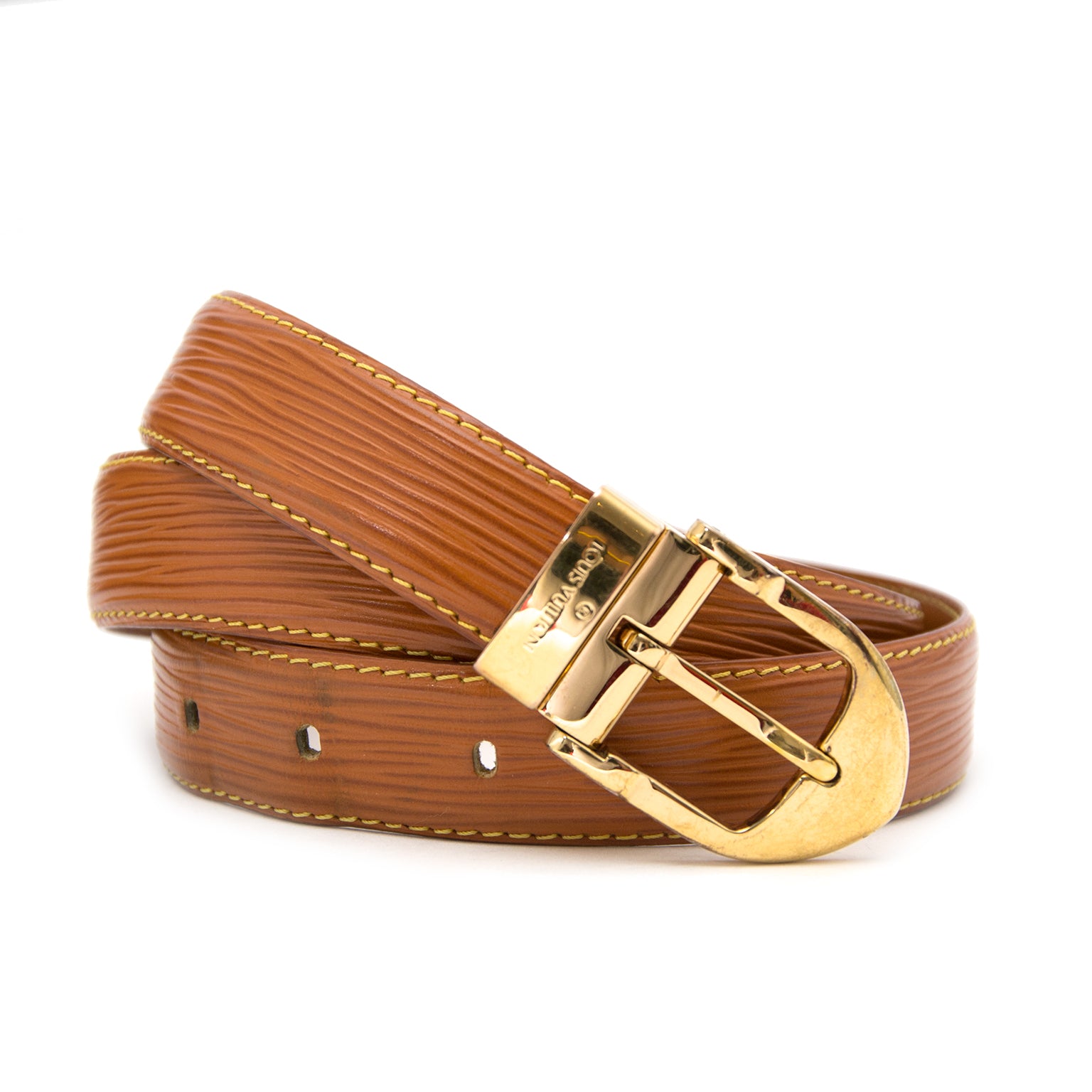 acheter en ligne pour le meilleur prix centure Louis Vuittin Cognac Alma Belt - Size 75