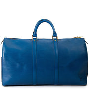 Louis Vuitton Petrol Blue Epi Leather Keepall for the best price available at Labellov secondhand designer luxury webshop