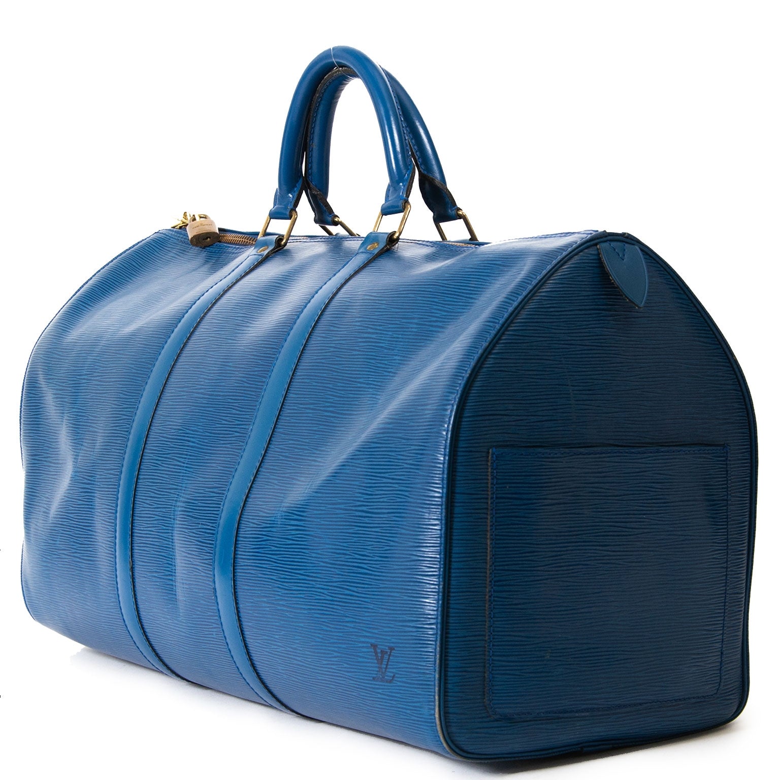Achetez secur en ligne vitre sac Louis Vuitton Petrol Blue Epi Leather Keepall pour le meileur prix chez Labellov a Anvers