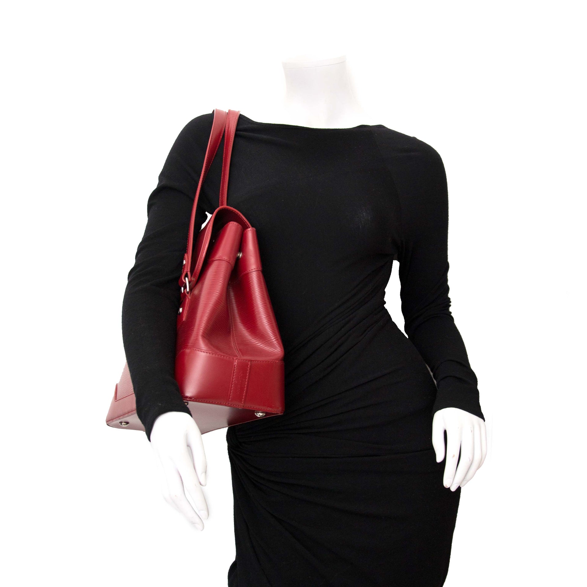 Sac shopper Louis Vuitton en cuir épi rouge
