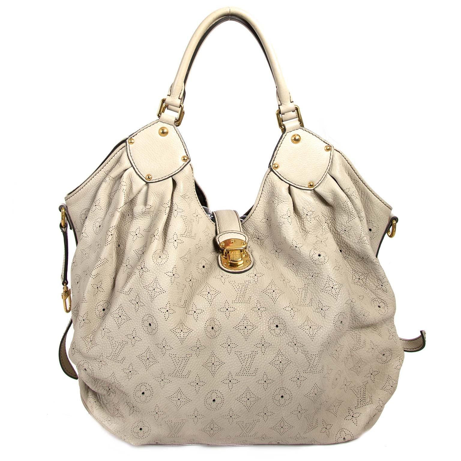 tweedehands Louis Vuitton Ivory White Mahina Leather Hobo Bag nu te koop bij labellov.com aan de beste prijs