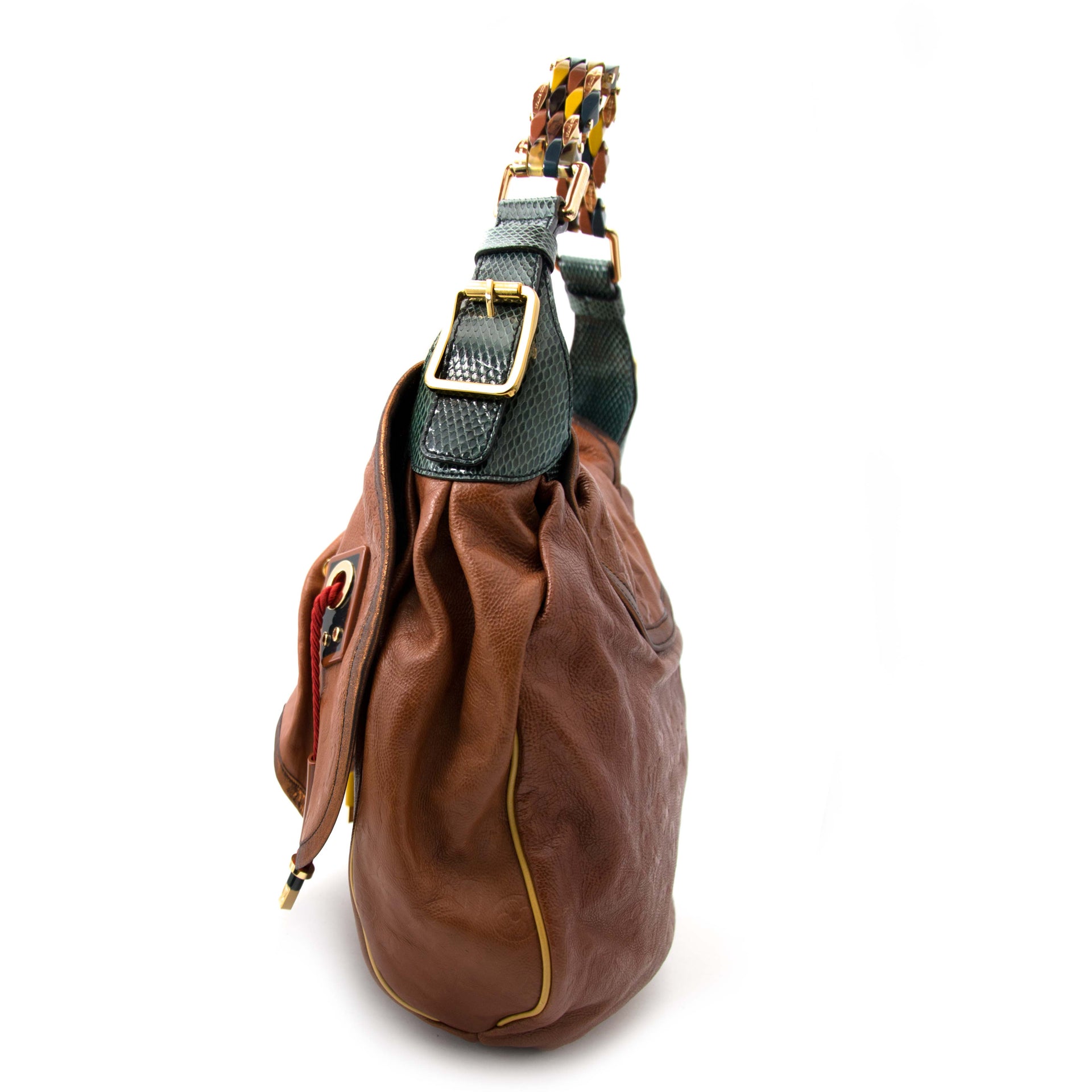 koop veilig online Louis Vuitton Limited Edition 'Masala' Brown Epices Monogram Leather 'Kalahari GM' Shoulder Bag