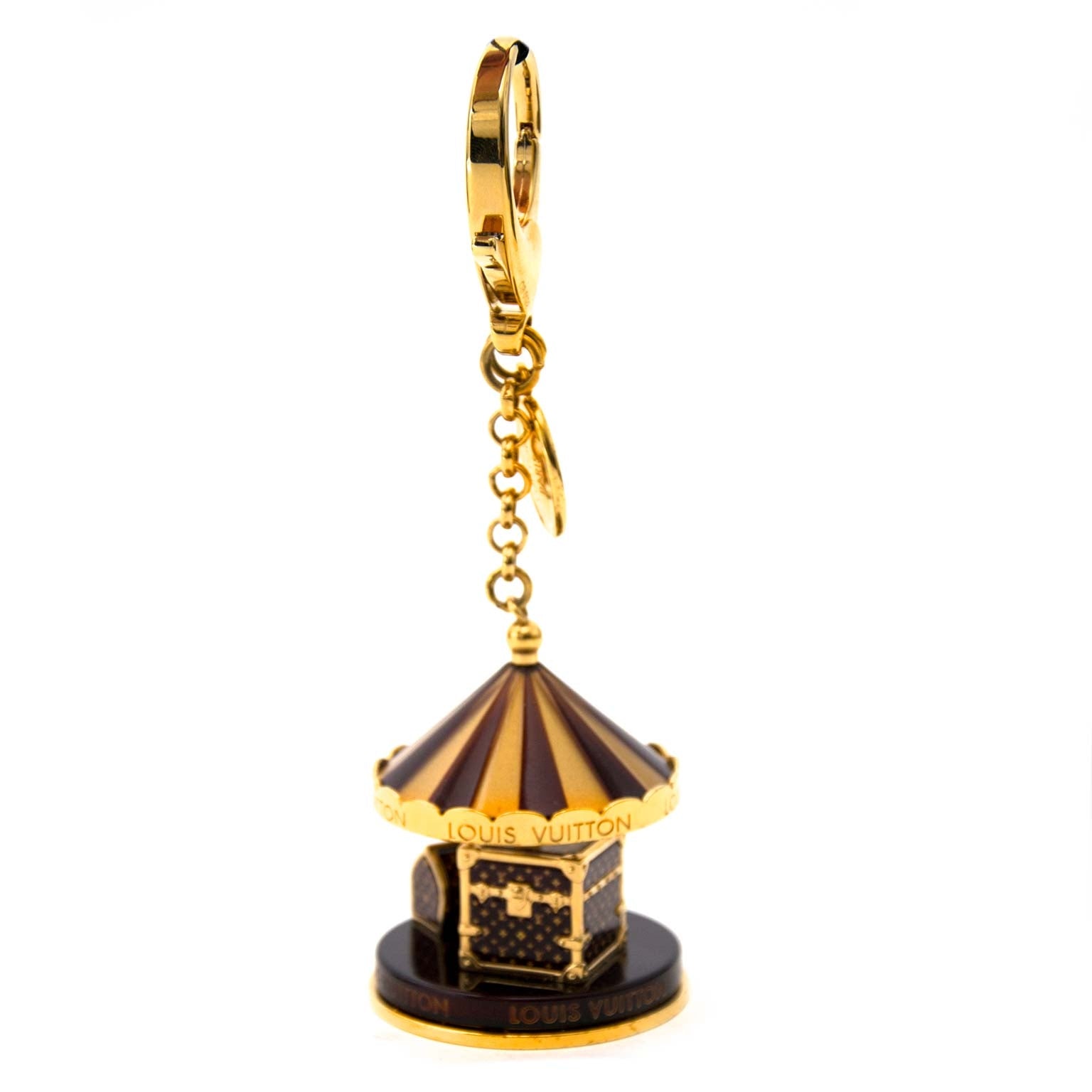 koop veilig online Limited Louis Vuitton Gold/Brown Monogram Carousel Key/Bag Charm