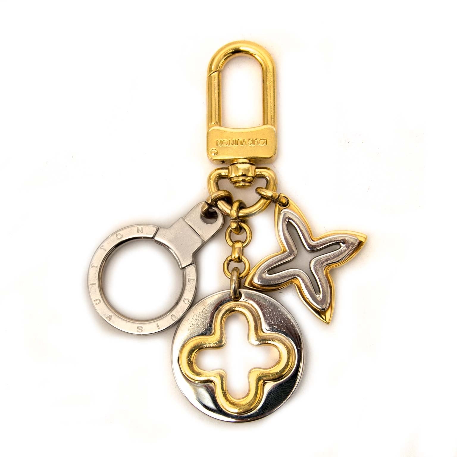 Louis Vuitton Silver And Gold Bag Charm / Key Chain for sale