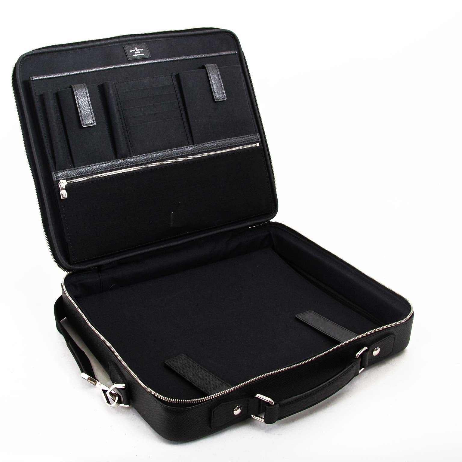 louis vuitton black taiga leather odessa computer case bag now for sale at labellov vintage fashion webshop belgium